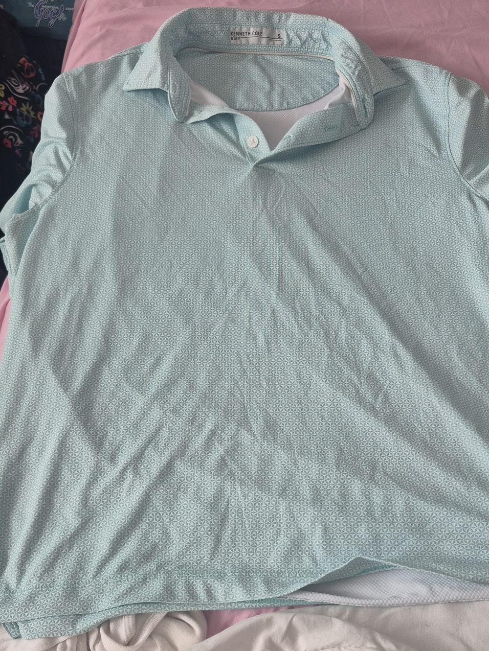 Kenneth Cole Mint Green Micro-Print Polo Shirt